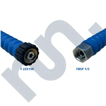 Flexible HP 2SC lavage bleu 3/8 DN10 femelle BSP 1/2 - femelle 22X150